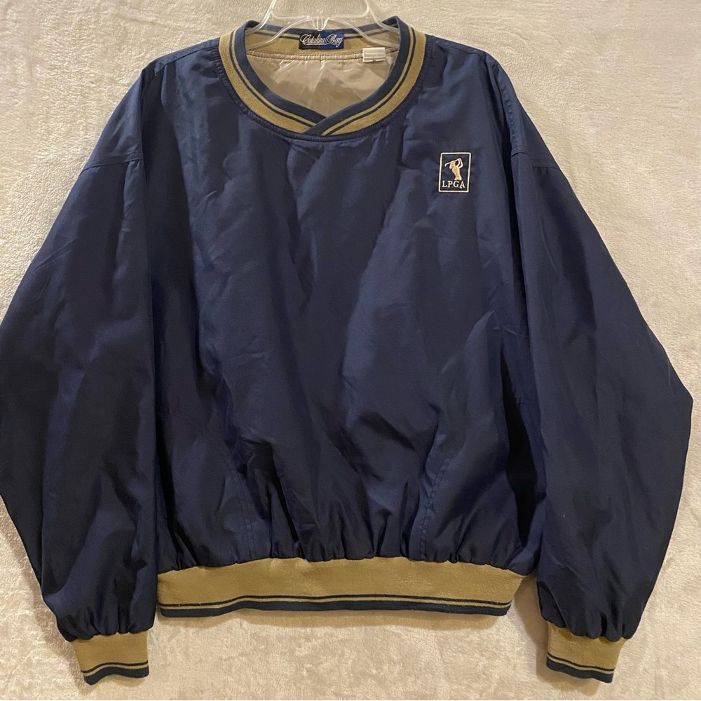 LPGA Jacket Women’s Medium Blue Vneck Pullover Lined Ladies Golf Catalina Bay